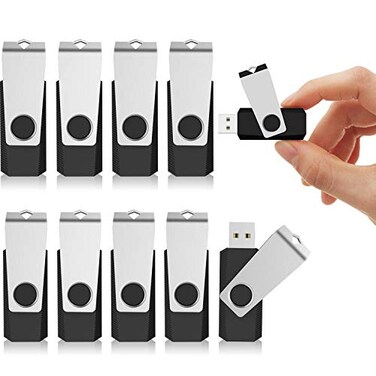 KEXIN 10 Pack USB Flash Drive 64GB Thumb Drive with Swivel Black 64GB 10 Pack