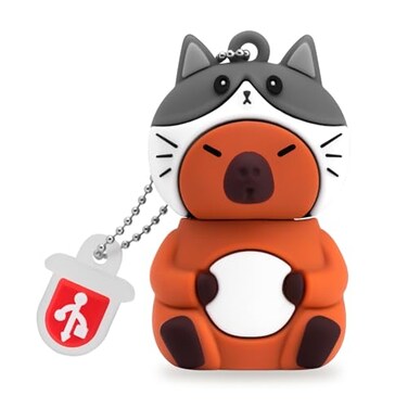 BORLTER CLAMP 32GB USB Stick Cute Flash Drive Capybara Cat Hat Shaped Memory Stick Novelty USB Drive Pendrive Thumb Drive for External Data Storage