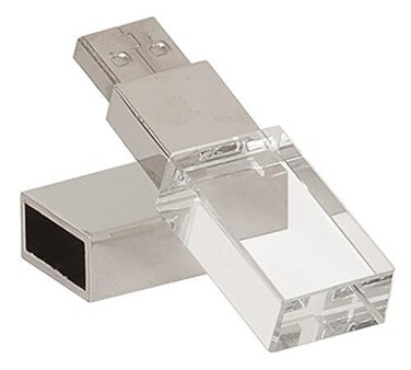 HOPAS New Crystal Transparent Rectangle Genuine USB Flash Drive Wedding Gift Pen DriveSilver