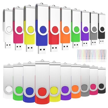 ABLAZE 128MB Flash Drive 20 Pack USB 20 Memory Stick with Lanyards Swivel Thumb Drives Bulk Pendrive U Disk for Data Storage Mixcolors