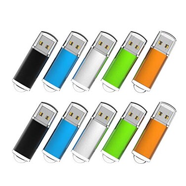 RAOYI 10 Pack 2GB USB Flash Drives USB 20 Memory Stick Bulk Thumb Drives Thumb Drive Jump Drive 5 Mixed Colors Black Blue Green Orange Silver