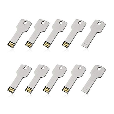 RAOYI 10 Pack 4GB USB Flash Drive USB 20 Metal Key Shape Memory Stick Thumb Drive Pen DriveSilver