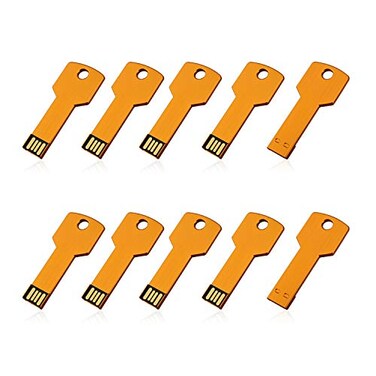 RAOYI 10 Pack 8GB USB Flash Drive USB 20 Metal Key Shape Memory Stick Thumb Drive Pen DriveGold