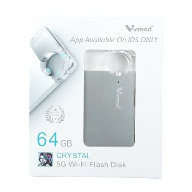 V-Smart Vsmart CrystalDisk 5G Wireless External Storage Drive for iOS iPhone Tablets Computers Universal USB Flash Drive Super Fast Speed Transmission 64GB