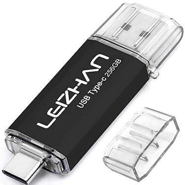 leizhan 256GB USB 30 Flash Drive Thumb Drives Jump Drive Storage Memory Stick TypeCUSB 2 in 1 Black