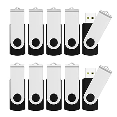 JUANWE 16GB USB Flash Drives 10 Pack Bulk Thumb Drives USB 20 Foldable 360Swivel USB Storage Flash Drive Memory Sticks Jump Drive Mutipack Pen Drive Zip Drive Flashdrive for PCTablet Black