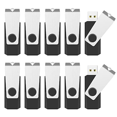 RAOYI 10 Pack 16GB USB Flash Drive USB 20 Swivel Metal Memory Stick Bulk Thumb Drives Pen Drive Jump Drive for Data Storage Black