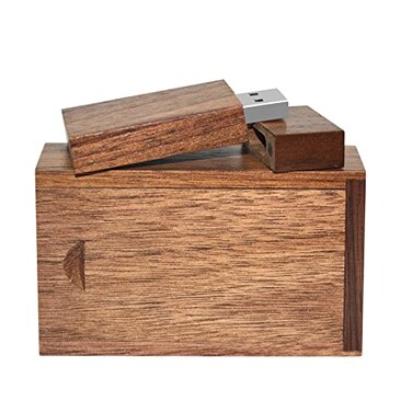 EASTBULL 128GB Wooden Flash Drive USB 30 High Speed Walnut Wood USB Flash Drives ThumbDrive Memory Stick with Wood Box Dark Brown1PCS