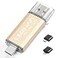 leizhan 128GB USB Flash Drive Thumb Drives Jump Drive Storage Memory Stick TypeCUSB 2 in 1 with 2 Pcs adapters USB to MicroTypeC fit Most Devices Gold