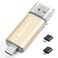 leizhan 128GB USB Flash Drive Thumb Drives Jump Drive Storage Memory Stick TypeCUSB 2 in 1 with 2 Pcs adapters USB to MicroTypeC fit Most Devices Gold