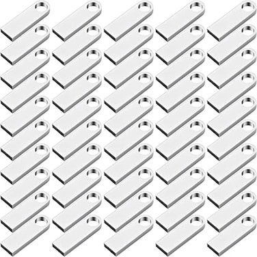 Fabbay 50 Packs 20 Flash USB Drives Bulk Waterproof Flash Thumb Drives Memory Pen Stick Small Mini Zinc Alloy Design for PC Computer Laptop Office School Data Storage Silver 128 Mb