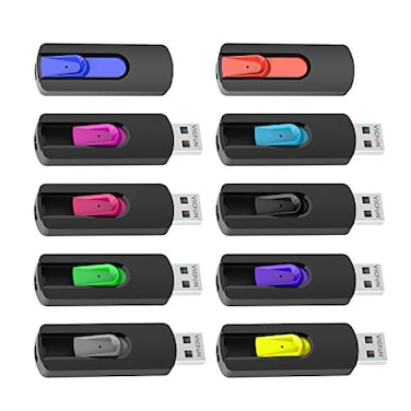 VICFUN 10 Pack 128MB USB Flash Drives USB 20 Flash Drive Slide Retractable USB Memory Stick 128MB MultiColor Pack