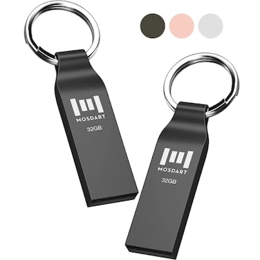 MOSDART Waterproof 32GB USB20 Flash Drive FAT32 Metal Memory Stick with Keychain for System Back Data Storage Titan GrayPack of 2