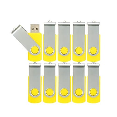 Alihelan 10pcs 16GB USB Flash Drives USB 20 Thumb Drive Bulk Swivel Memory Stick 16 GB Fold Storage Jump Drive Zip Drive 10 Pack Yellow