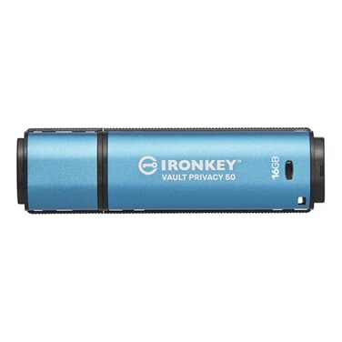 Kingston IronKey Vault Privacy 50 16GB Encrypted USB FIPS 197 AES256bit BadUSB Attack Protection MultiPassword Options IKVP5016GB