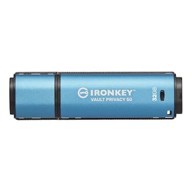 Kingston Ironkey Vault Privacy 50 USB 32GB Flash Drive FIPS 197 XTSAES 256bit BadUSB and Brute Force Protection MultPassword Option IKVP5032GB
