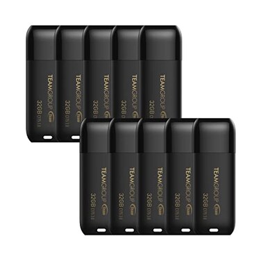 TEAMGROUP C175 32GB 10 Pack USB 32 Gen 1 USB 3130 Flash Thumb Drive External Data Storage Memory Stick Compatible with ComputerLaptop Matte Black TC175332GB23