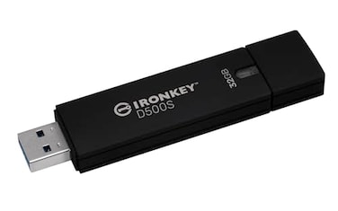 Kingston Ironkey D500S 32GB Encrypted Flash Drive Dual Hidden Partition FIPS 1403 Level 3 XTSAES 256bit BadUSB and Brute Force Protection MultiPin Option IKD500S32GB