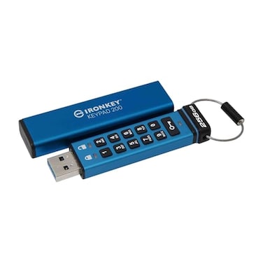 Kingston Ironkey Keypad 200 USBA 256GB Encrypted Flash Drive OS Independent FIPS 1403 Level 3 XTSAES 256bit BadUSB and Brute Force Protection MultiPin Option IKKP200256GB