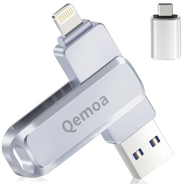 Qemoa MFi 512GB Flash Drive Photo Stick for iPhone External Memory Photo Keeper Storage for Data SaverBackupTransfer FilesPictureVideoiPhoneiPadiOSAndroidPC GrayAvailable Space 484GB