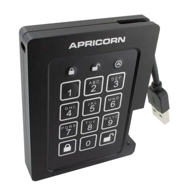 Apricorn 4TB Aegis Padlock SSD 256Bit FIPS 1402 Level 2 Validated Ruggedized USB 30 Encrypted External Portable Drive ASSD3PL2564TBF