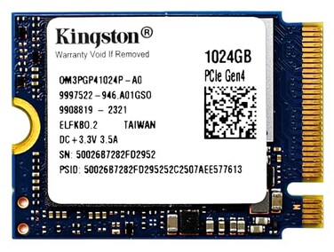 Kingston 1TB M2 2230 PCIe Gen 40x4 NVMe SSD TLC NAND RW Speeds up to 45404230 MBs OM3PGP41024PA0 Compatible with Steam Deck Surface Ally Mini PCs