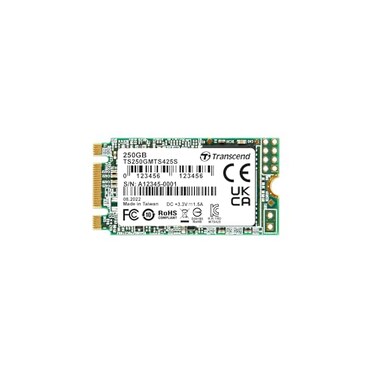 Transcend MTS425 M2 2242 SATA III SSD 250GB Up to 500MBs Compatible with Ultrabook Laptop PC Desktop 3D TLC NAND Flash Internal Solid State Drive LDPC Error Correction SLC Cache BM Key