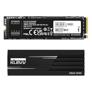 KLEVV CRAS C930 1TB M2 2280 NVMe PCIe Gen4x4 Internal Gaming SSD Aluminium Heatsink Included Compatible with PS5 up to 7400MBs with DRAM Cache K01TBM2SP0C93