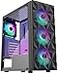 MOROVOL PC Case PreInstall 4 RGB Fans ATX Gaming Computer Case with DiamondShaped Mesh Front Tempered Glass Side Panel USB 30 Airflow Mid Tower case621