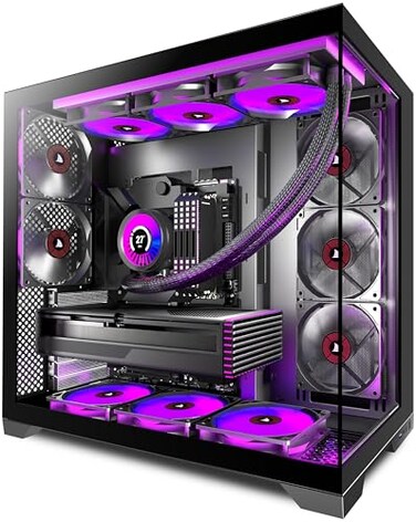KEDIERS PC CASE ATX 5 Fans PreInstalled TypeC Mid Tower Computer Case with FullView Dual Tempered Glass Gaming PC Case420mm Radiator SupportBlackK4MAX