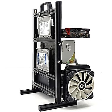 Yoqanr ATX Matx Itx Pc Test Bench Motherboard Stand Open Frame Air Pc Case Test Bench Vertical Water Cooling Aluminum Support Vertical Horizontal Wall Hanging