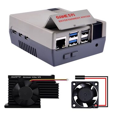 GeeekPi Case for Raspberry Pi 5 with Armor Lite V5 Active Cooler Retro Gaming Game5Pi Case for Raspberry Pi 5 8GB4GB16GB