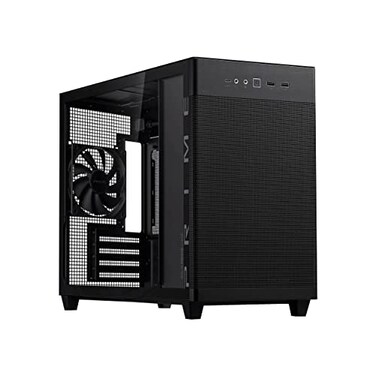 ASUS Prime AP201 Black Micro ATX PC Case SFF Ready Compact Design PreInstalled Fan ToolFree Side Panels 360mm Radiator Support GPU Support up to 338mm ATX PSU Compatible