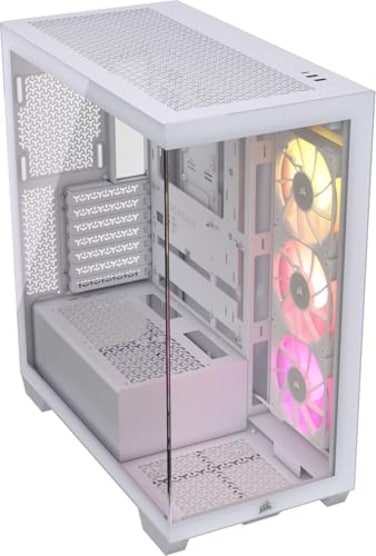CORSAIR iCUE Link 3500X RGB MidTower ATX PC Case Panoramic Tempered Glass Reverse Connection Motherboard Compatible 3X CORSAIR iCUE Link RX120 RGB Fans Included White