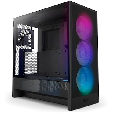 NZXT H5 Flow RGB 2024 Compact ATX MidTower PC Gaming Case High Airflow F360 RGB Core CV Included 360mm Front 240mm Top Radiator Support Cable Management Tempered Glass Black