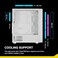GAMDIAS White ATX Mid Tower Gaming Computer PC Case with Side Tempered Glass Preinstalled 4X 120mm ARGB Fans Support Up to 6X 120mm Fans 360mm AIORadiator 340mm GPUVGA 160mm CPU Air Cooler