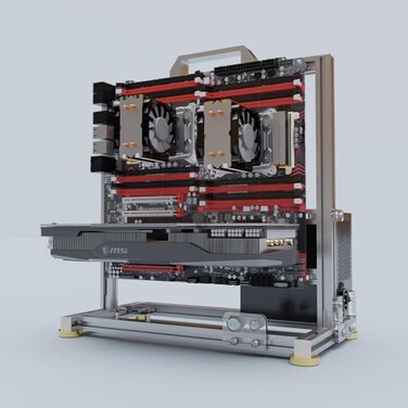 DALAIBUKESI DIY Open Frame PC Chassis Aluminum Computer Case Supports Dual CPU ServerEATX Motherboard Excellent Cooling TypeC Port