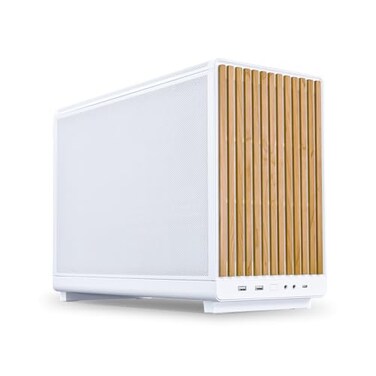 Lian Li A3mATX PC Case Wood Edition Micro ATX Case Supports 360mm AIO Cooler 415mm GPU Wood Front Panel No Fans Included White A3WWD