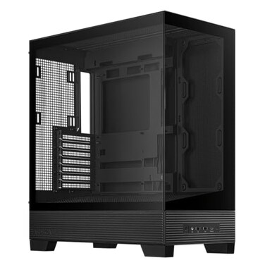 ASUS A31 Black ATX MidTower Gaming Case Dual Tempered Glass Frameless BTF Hidden Connectors 360 AIO Support Angled Base ARGB Optimized Airflow Seamless Cable Management