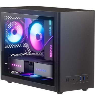 JOYJOM Micro ATX Case with Fans 2PCS 90mm RGB Fans PreInstalled146L 08mm Thickness SPCC MATX PC Case Mini ITX PC Case with Type C USB30 Supports 135mm CPU Cooler 310mm GPU and Standard ATX PSU Black
