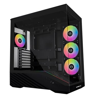 Lian Li V100 ATX MidTower PC Case 4 x 120mm ARGB PWM Fans PreInstalled LED RGB Strip Display Platform with Tempered Glass Support 420mm GPUs 360mm Radiator Optimized Airflow Black V100RX