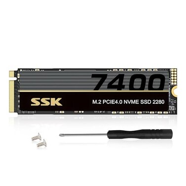 SSK M2 NVMe SSD 4TB PCIe Gen 40 x4 M2 2280 SSD Card Up to 7400MBs NVMe 20 Internal Gaming Solid State Drive Support DRAMLess Low Power Consumption Trim Graphene Heatsink Included
