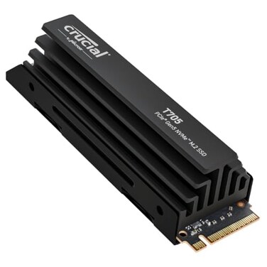 Crucial T705 PCIe Gen5 NVMe 1TB SSD with Heatsink Up to 13600MBs TLC NAND Laptop Desktop PC Compatible for Creatives and Hardcore Gamers Solid State Drive 1Mo Adobe CC CT1000T705SSD5