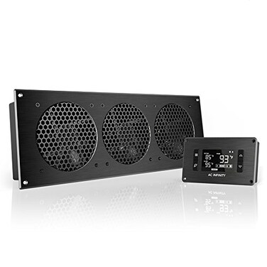 AC Infinity AIRPLATE T9 Quiet Cooling Fan System 18 with Thermostat Control for Home Theater AV Cabinets