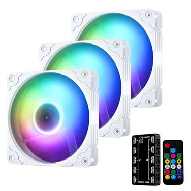 Vetroo 3Pack Computer Case Fan 120mm Address RGB PWM Cooling Fans High Performance with Controller Hub White