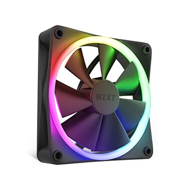 NZXT F120 RGB Triple Pack 3 x 120mm RGB PWM PC Fans with RGB Controller High Airflow Low Noise Fluid Dynamic Bearing CAM Software Control 18 LEDs per Fan Black