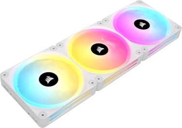 Corsair iCUE Link QX120 RGB 120mm Magnetic Dome RGB Fans Triple Fan Starter Kit with iCUE Link System Hub White