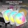 CORSAIR RS120 ARGB 120mm PWM Fans DaisyChain Connection LowNoise Magnetic Dome Bearing Triple Pack White