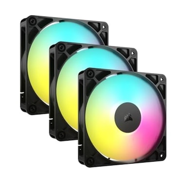 CORSAIR RS120 ARGB 120mm PWM Fans DaisyChain Connection LowNoise Magnetic Dome Bearing Triple Pack Black