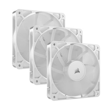 CORSAIR RS120 120mm PWM Fans DaisyChain Connection LowNoise Magnetic Dome Bearing Triple Pack White